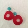big bold acrylic earrings in Jade and red