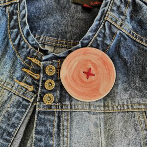 Big Button Brooch - Red with Red Stitching