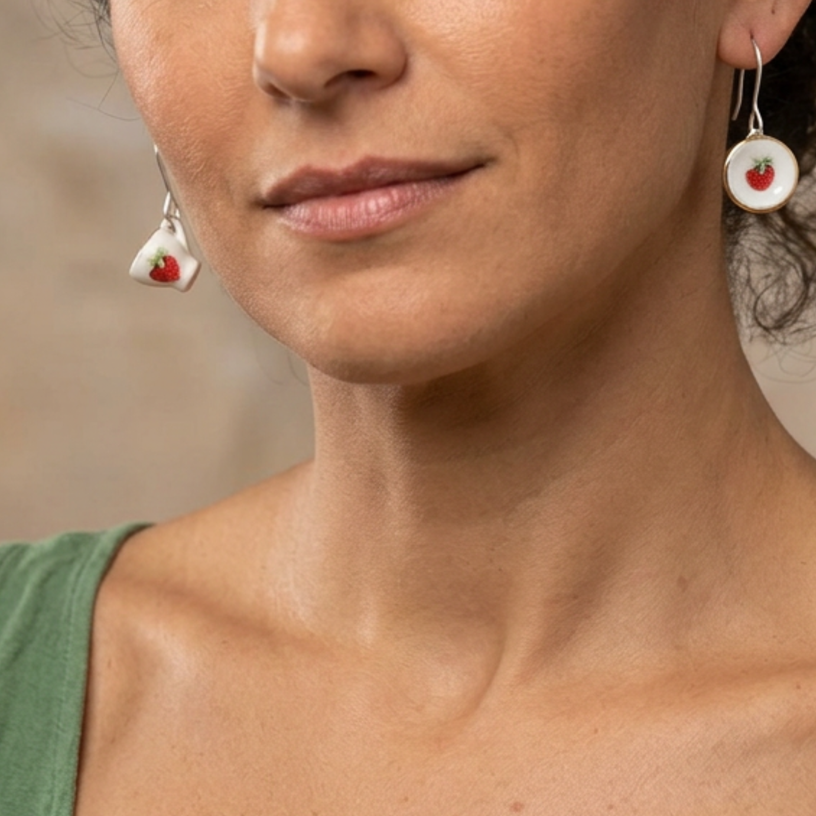 tea cup earring wearing